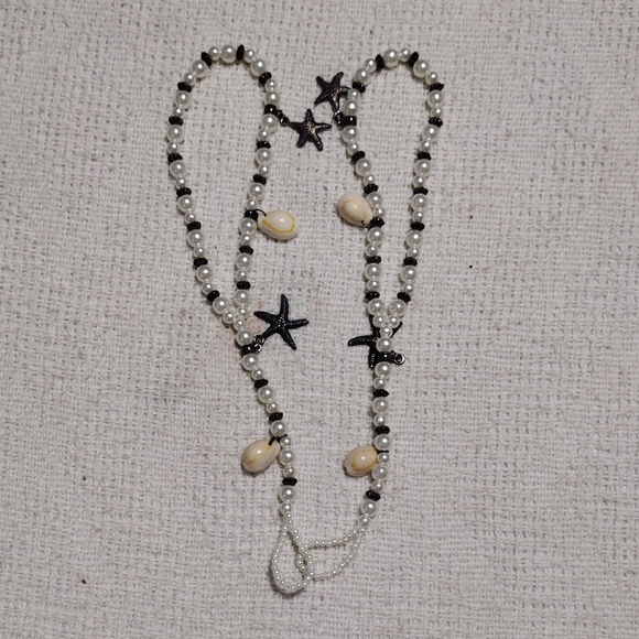 NIB Black And White Starfish And Shell Barefoot Sandals - Picture 1 of 5